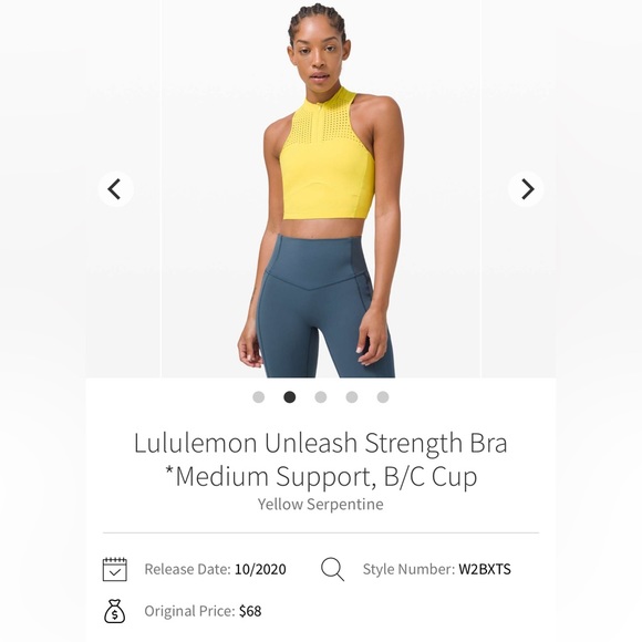 EUC Lululemon unleash strength bra medium strength b/c size 8 serpentine yellow - Picture 1 of 3